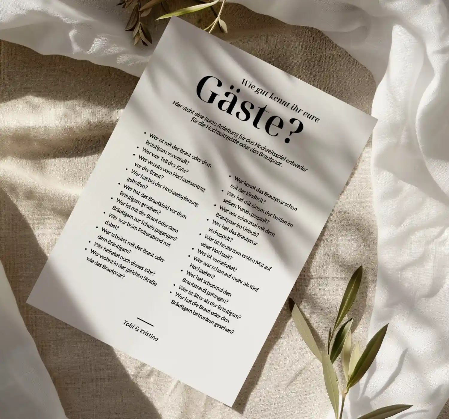 Wie gut kennt ihr eure Gäste Gemeinsamkeiten Spiel Hochzeit