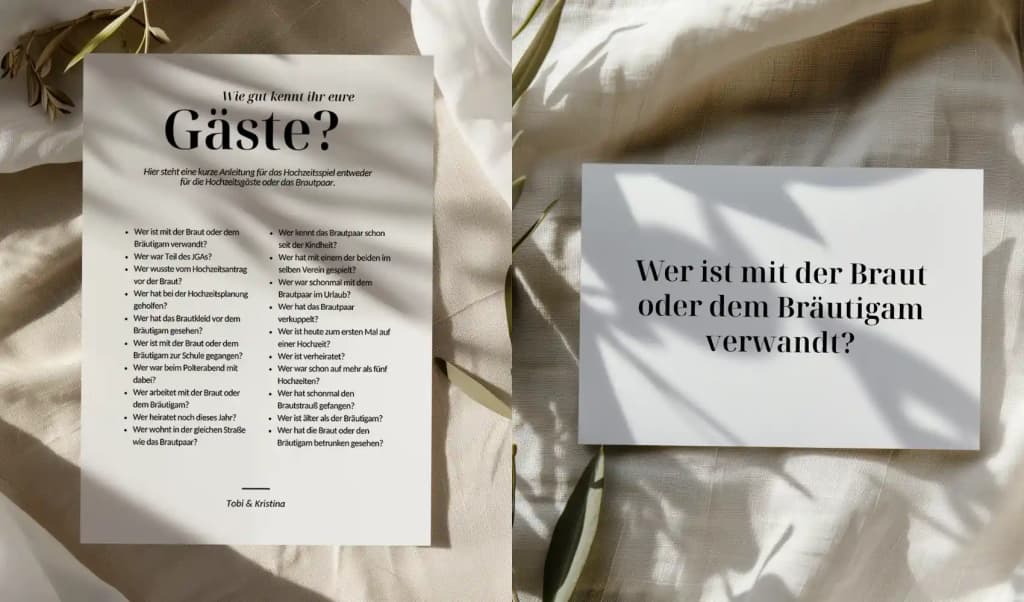 Wie gut kennt ihr eure Gäste - Hochzeitsspiel - Vorlage