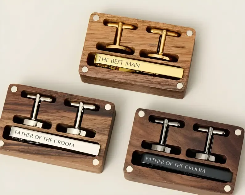 Personalisierte Manschettenknöpfe mit Krawattennadel - LushKeepsake