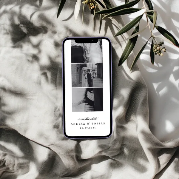 Save the Date WhatsApp Vorlage Hochzeit kostenlos - Elegant
