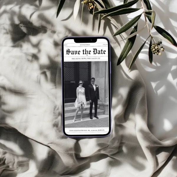 Save the Date WhatsApp Vorlage Hochzeit kostenlos - Zeitung
