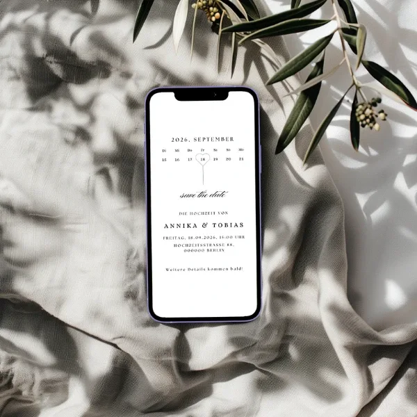 Save the Date WhatsApp Vorlage Hochzeit kostenlos - Mit Kalender