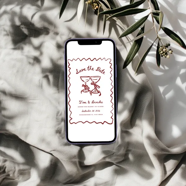 Save the Date WhatsApp Vorlage Hochzeit kostenlos - Verspielt