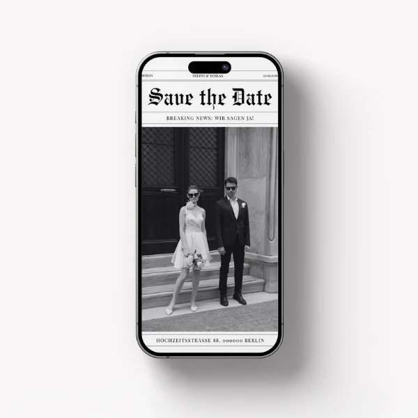Save the Date WhatsApp Vorlage Hochzeit kostenlos - Zeitung