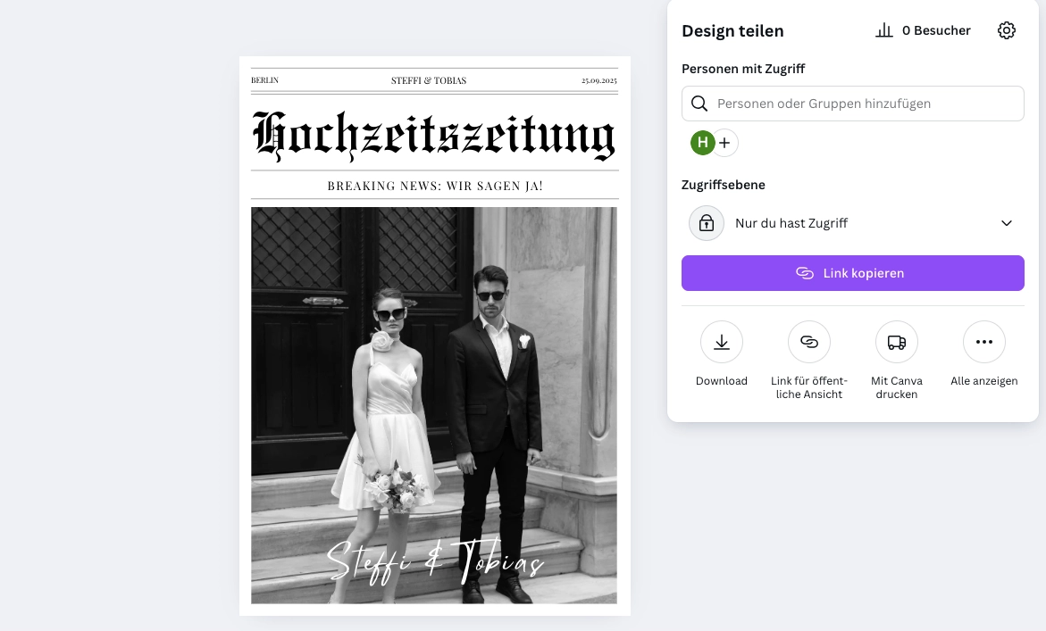 Hochzeitszeitung selber drucken Schritt 1
