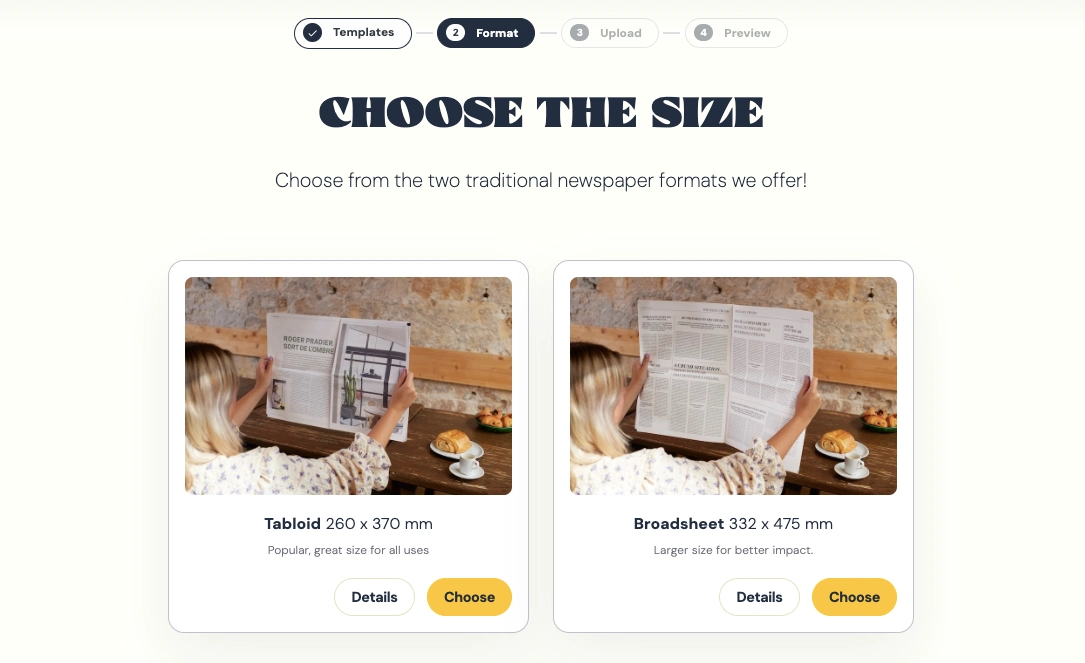 Hochzeitszeitung drucken mit PRINTNEWSPAPER Schritt 2
