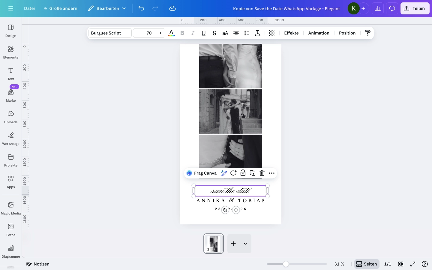 Save the Date Vorlage bearbeiten - Schritt 3