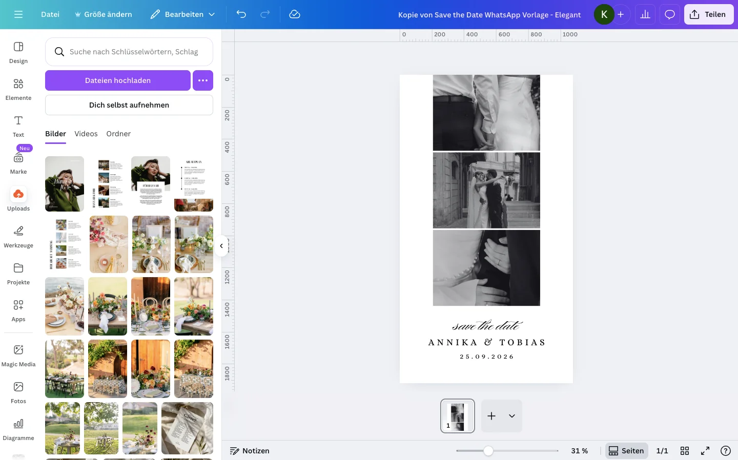 Save the Date Vorlage bearbeiten - Schritt 4