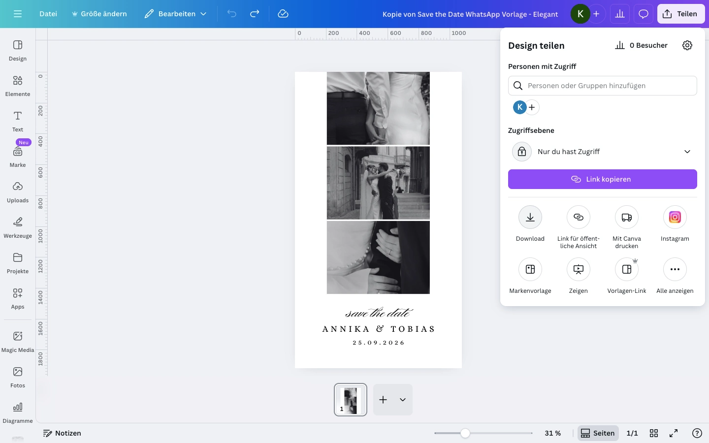 Save the Date Vorlage bearbeiten - Schritt 6