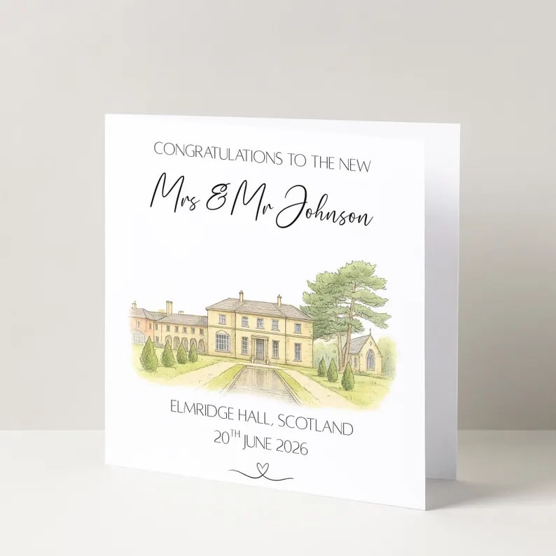 Glückwunschkarte mit Hochzeitsort - PauseDesignsHome