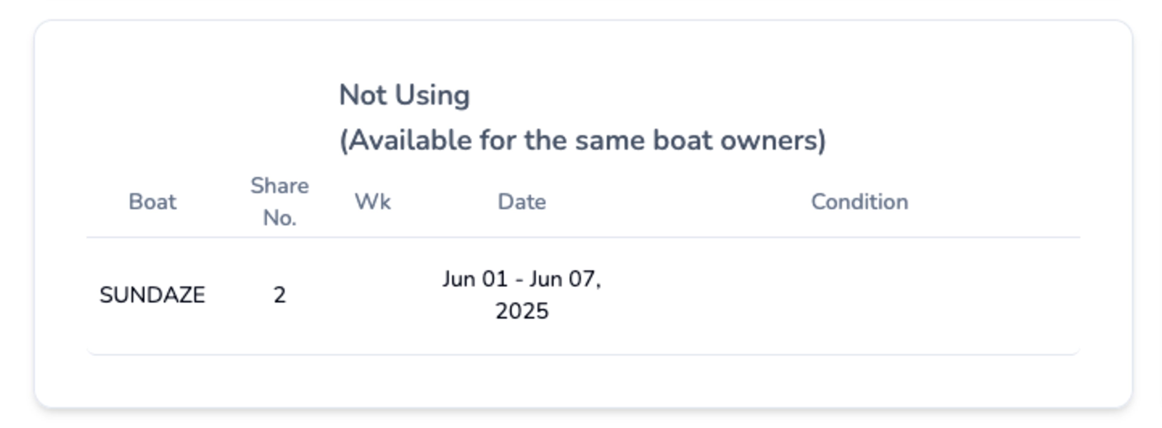 Booking interface