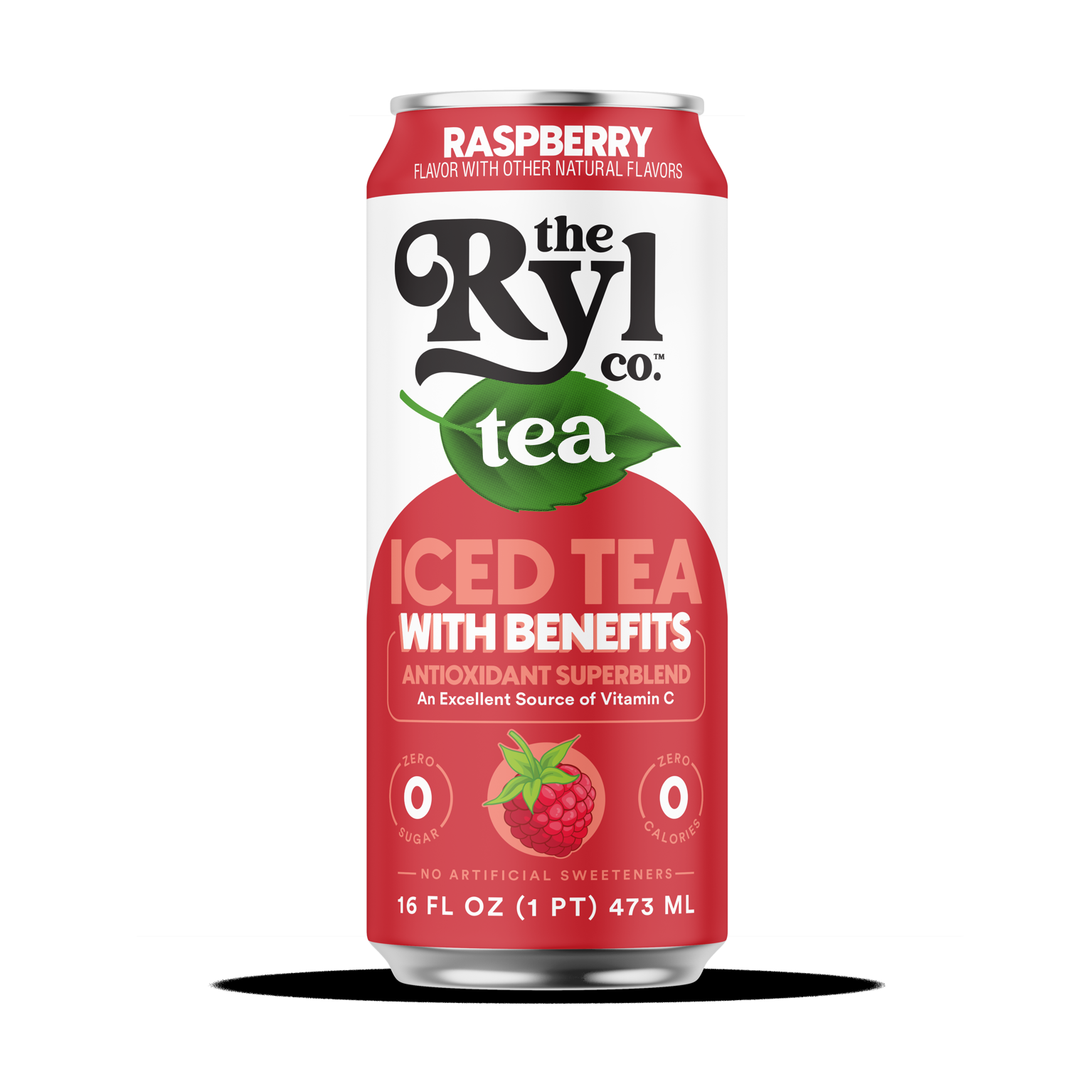 Ryl Iced Tea Raspberry, 16 fl oz Can, Black Tea, Zero Sugar