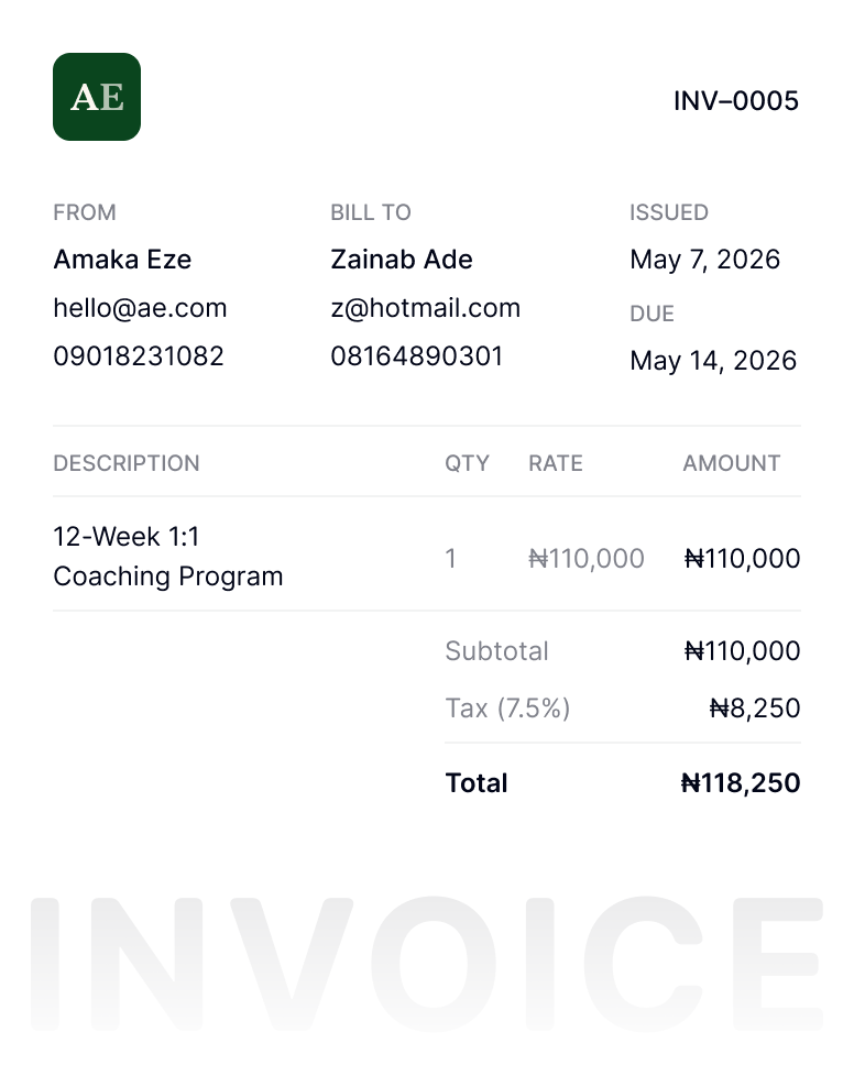 Invoice and operations preview managed by Spur