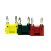 Double Banana Plug (Red) Cable Mount, 15 A, 70 VDC, Nickel Plated Contacts