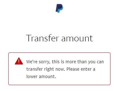 can't withdraw from PayPal today