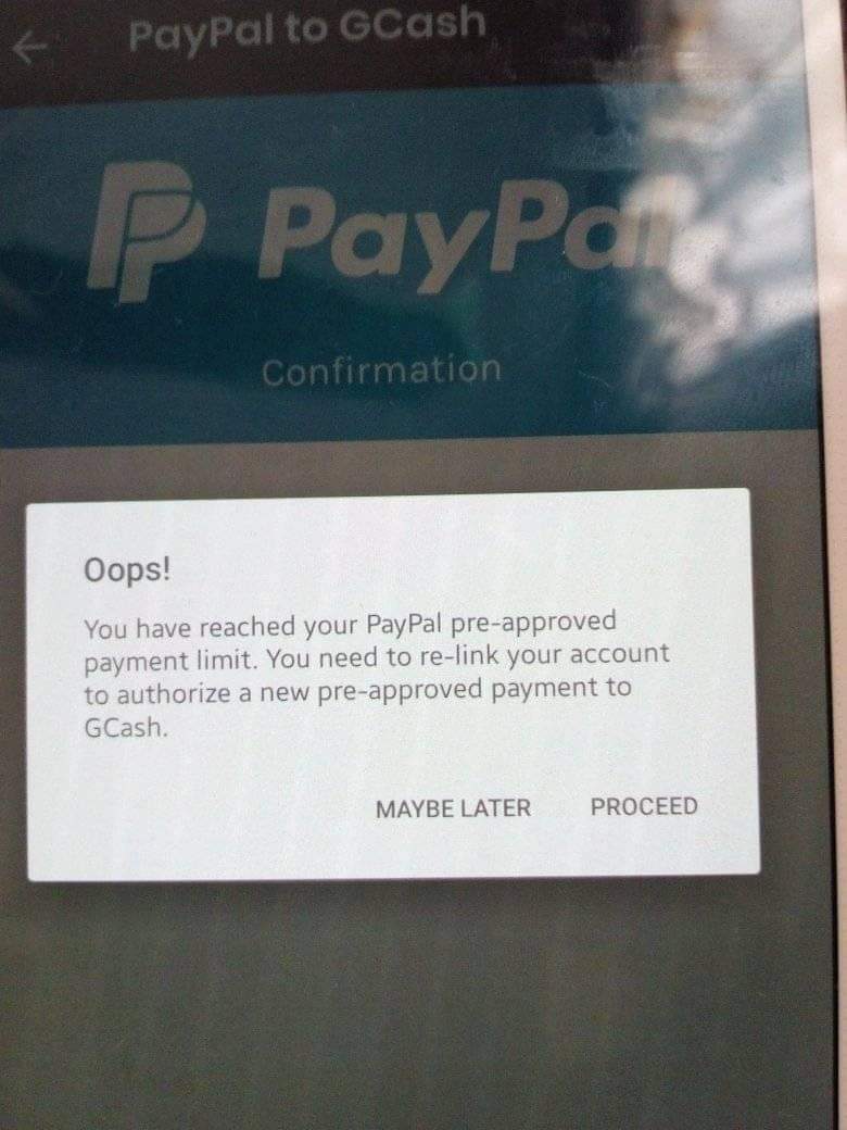 you have reached your PayPal pre-approved payment limit