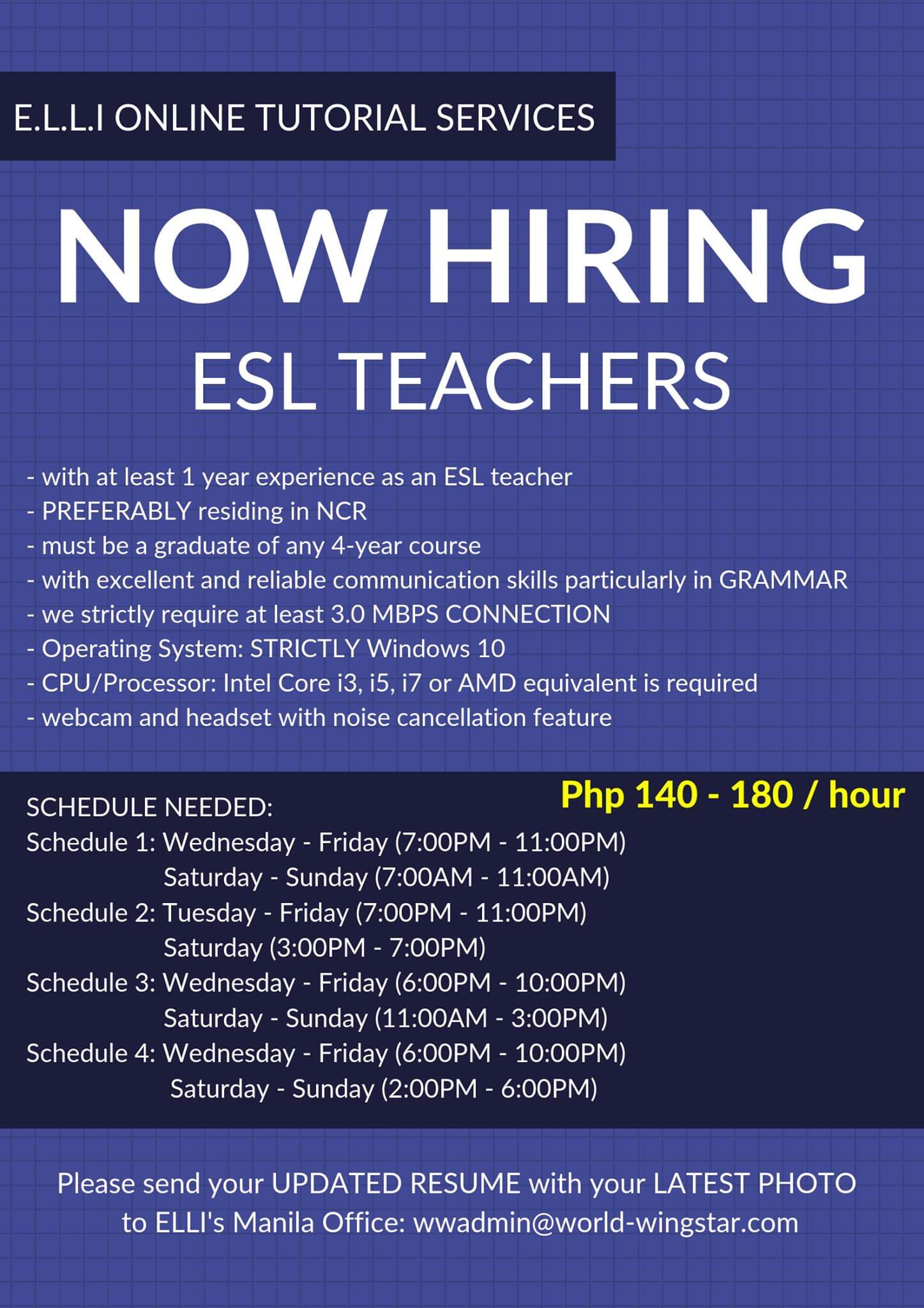 World Wingstar looking for Home-based ESL teachers