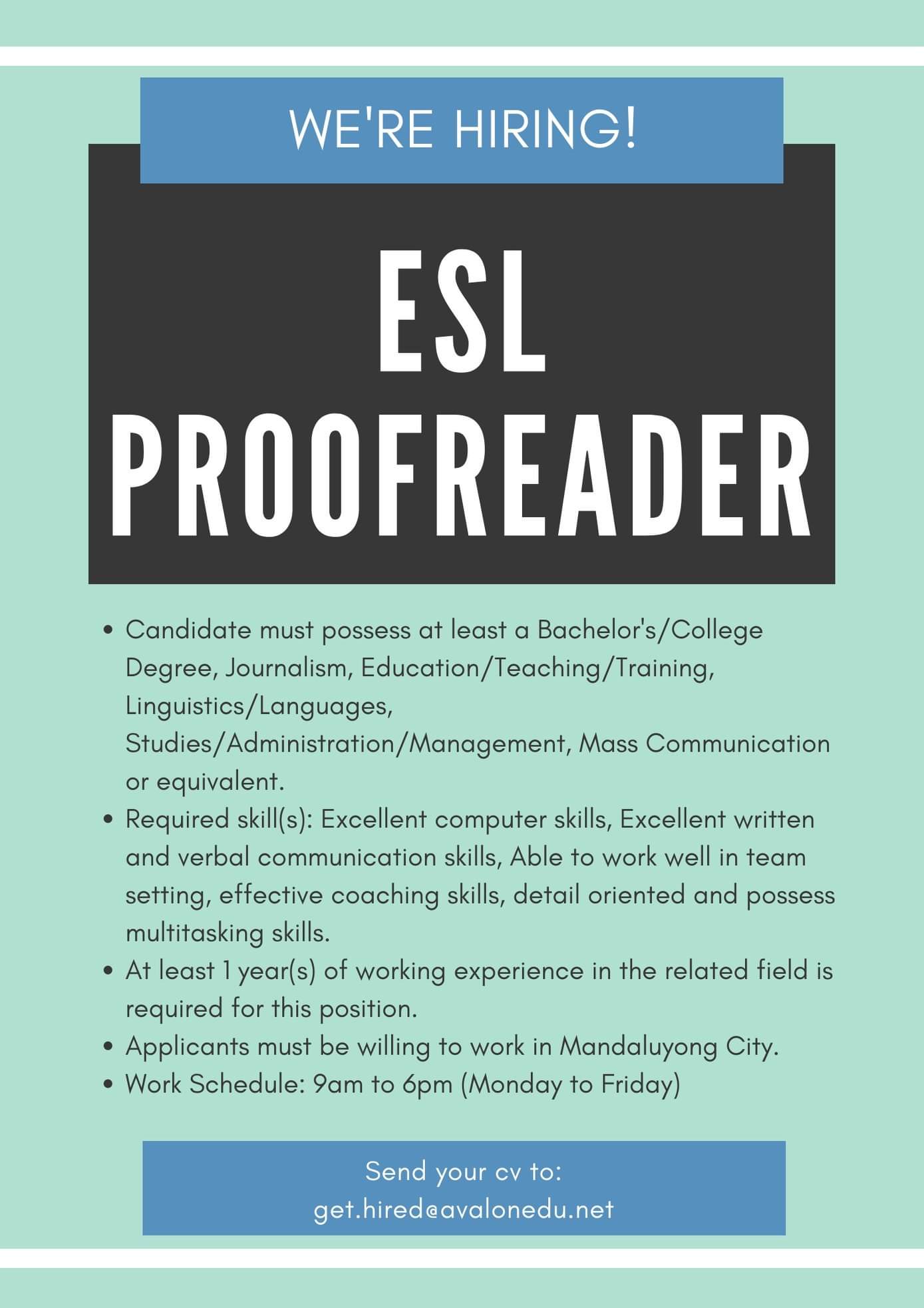 we're hiring ESL proofreaders