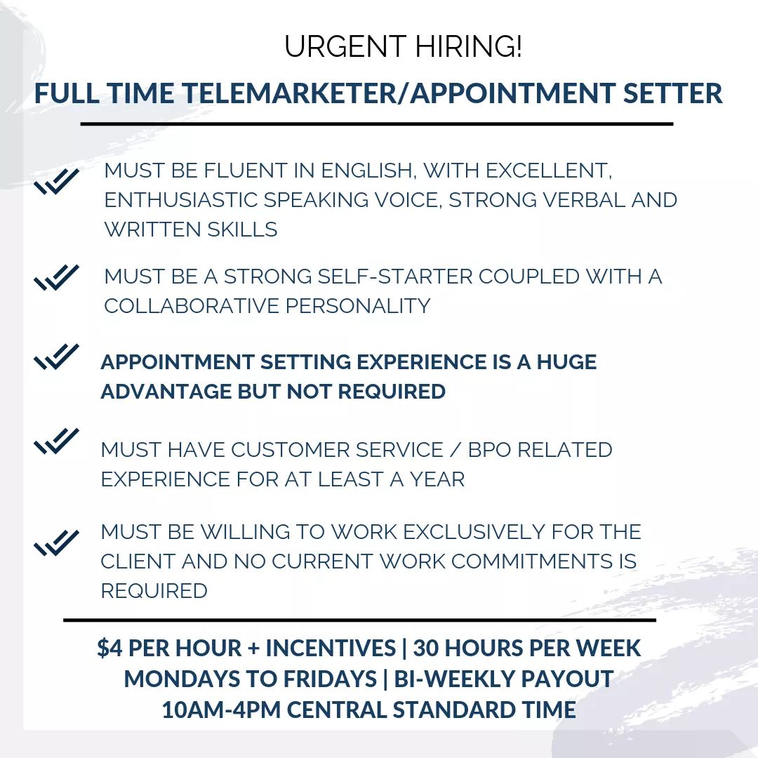 looking for full-time appointment setter