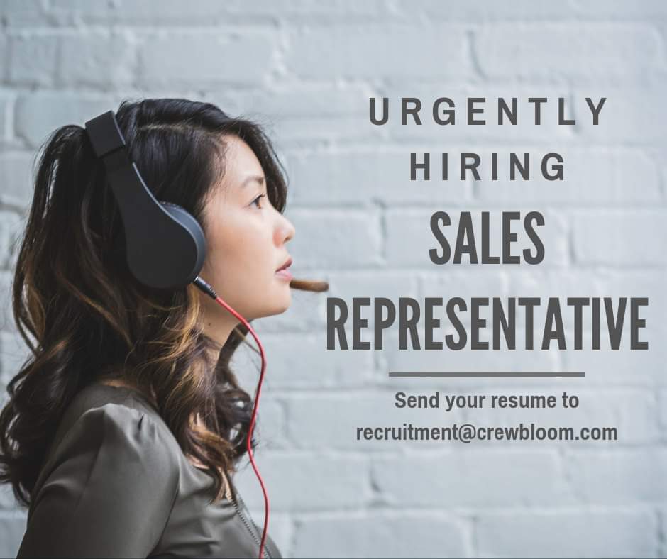 Crewbloom Hiring Sales Representatives