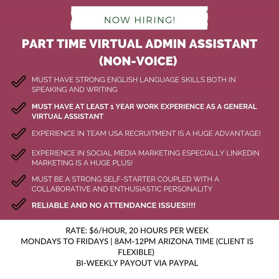 Loan Officer looking for part-time virtual admin assistant