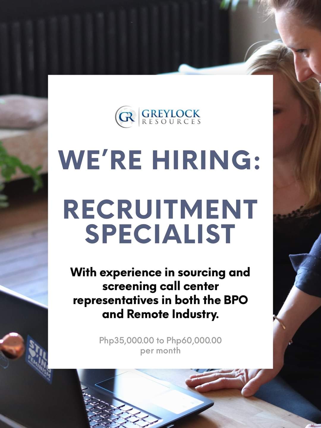 Greylock Resources is looking for recruitment specialist, PST work hours, 40 hours per week