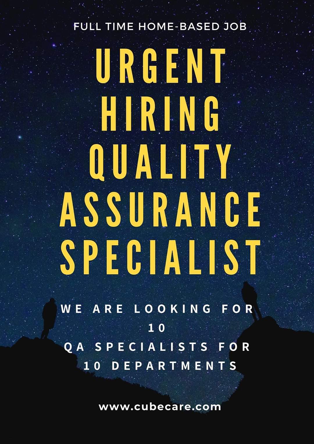 CubeCare is hiring home-based full-time quality assurance specialist with training provided