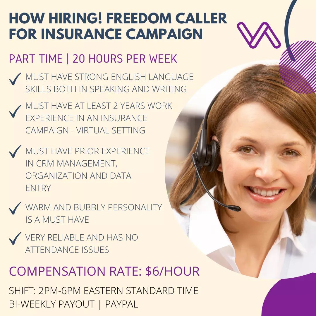 Looking for a part-time freedom caller / telemarketer for 20 hours per week