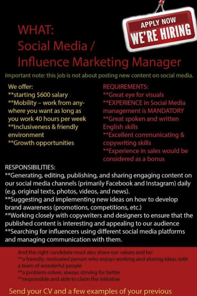 Foxelli Group Currently Social Media / Influence Marketing Manager