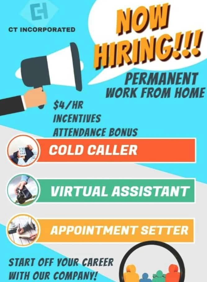 CT INCORPORATED IS HIRING WORK FROM HOME! READY TO START ASAP!