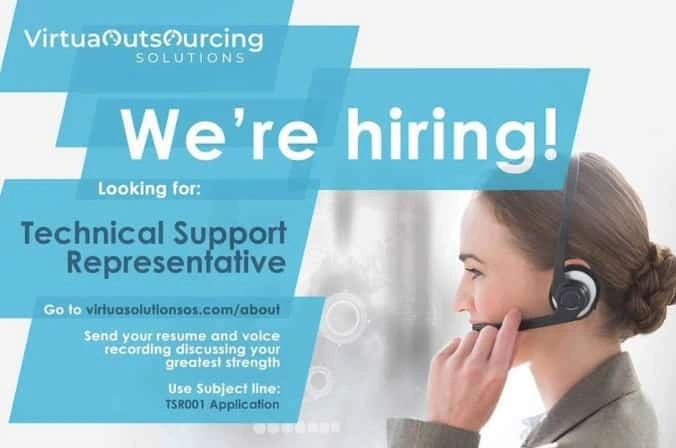 Virtua Outsourcing Solutions is Hiring Technical Support Representative