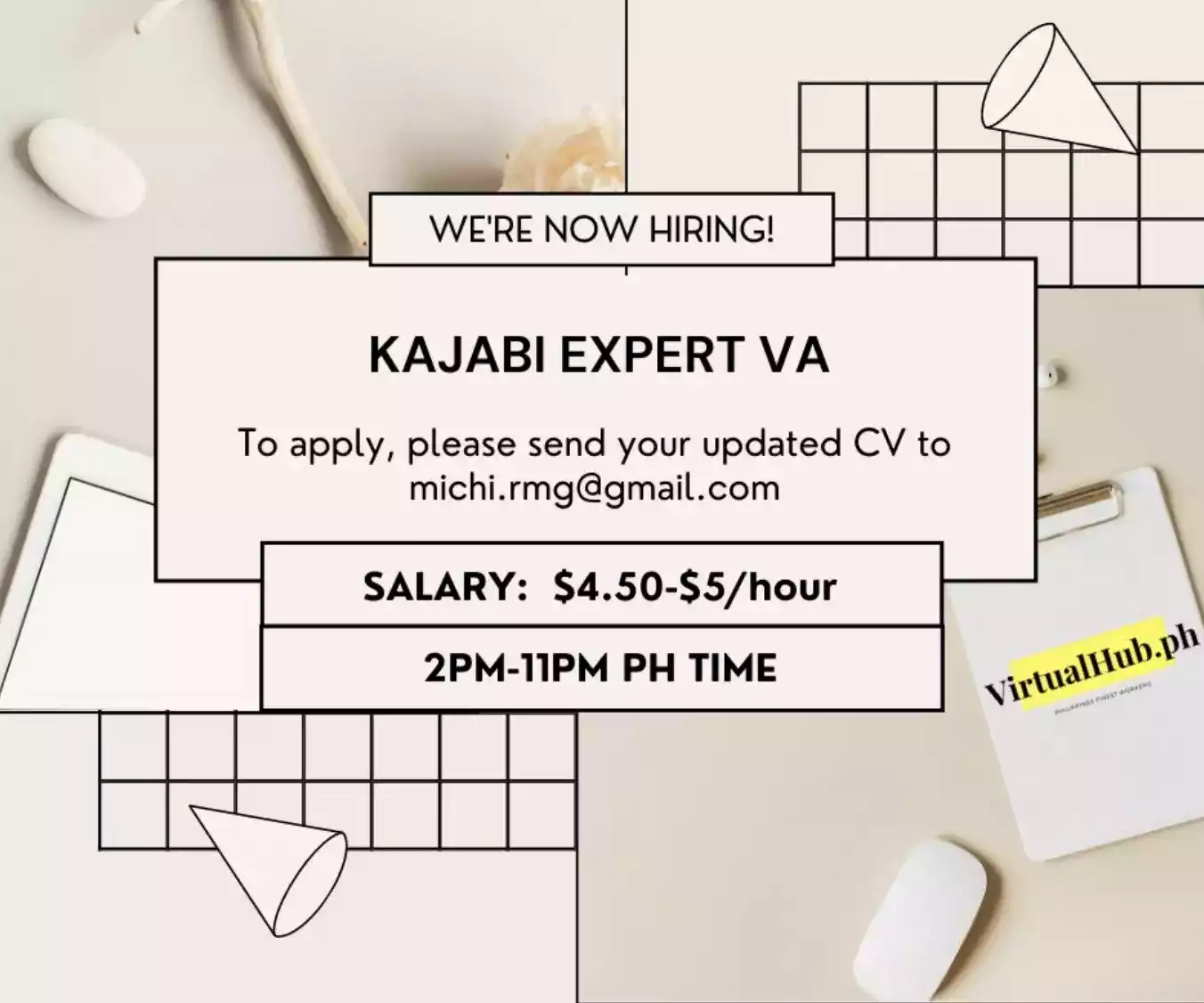 We are now hiring Kajabi Expert Virtual Assistant! Salary $4.5~$5 per hour!