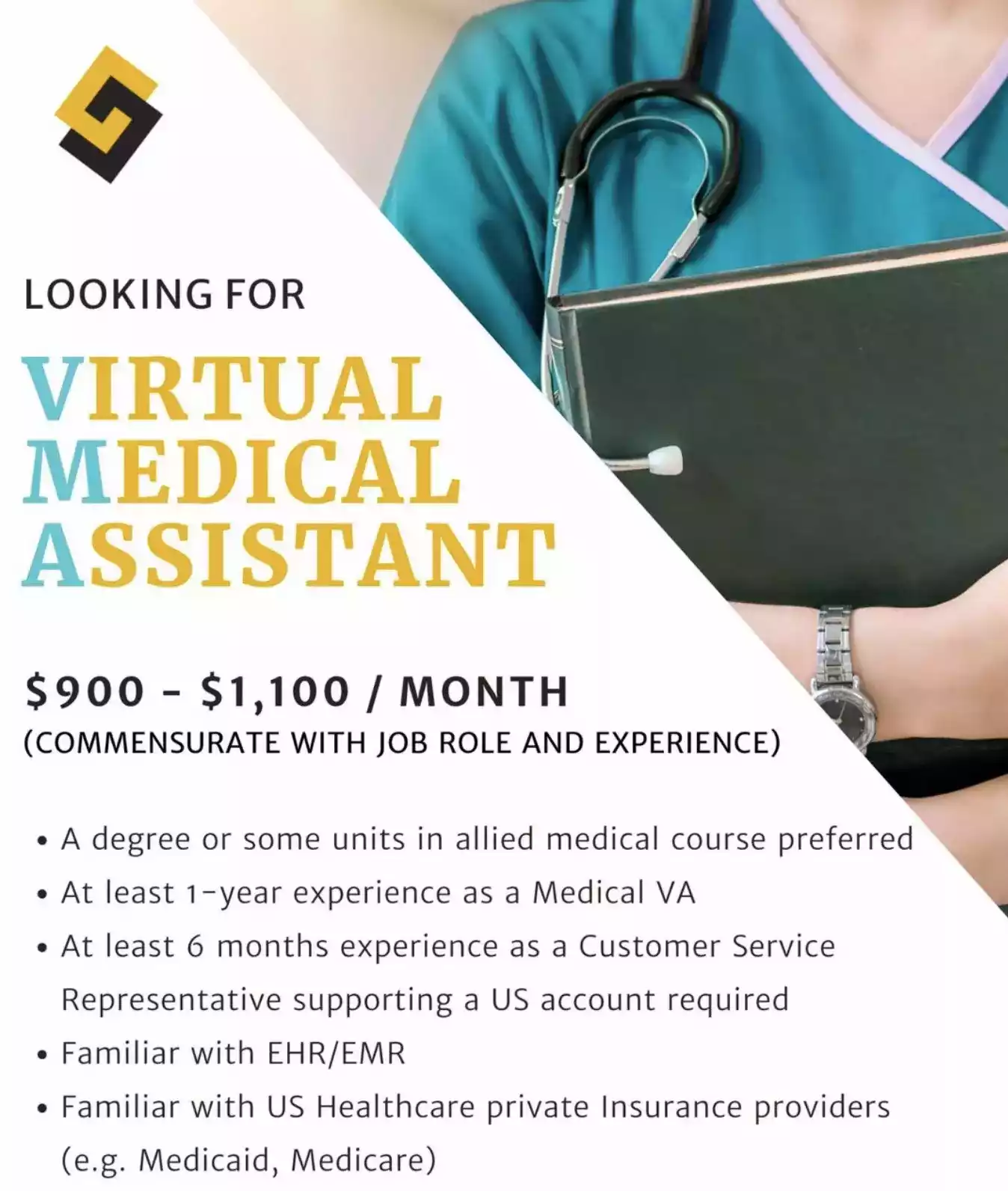 Core Virtual Solutions Now Urgently Hiring Virtual Medical Assistants! 💵 Rate: $900 to $1,100/month 💵