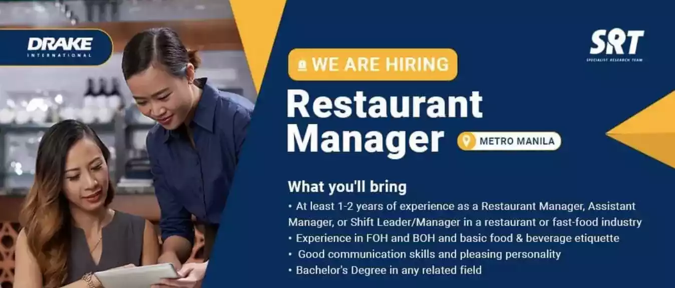 We are hiring Restaurant Manager, Assistant Manager or Shift Manager!