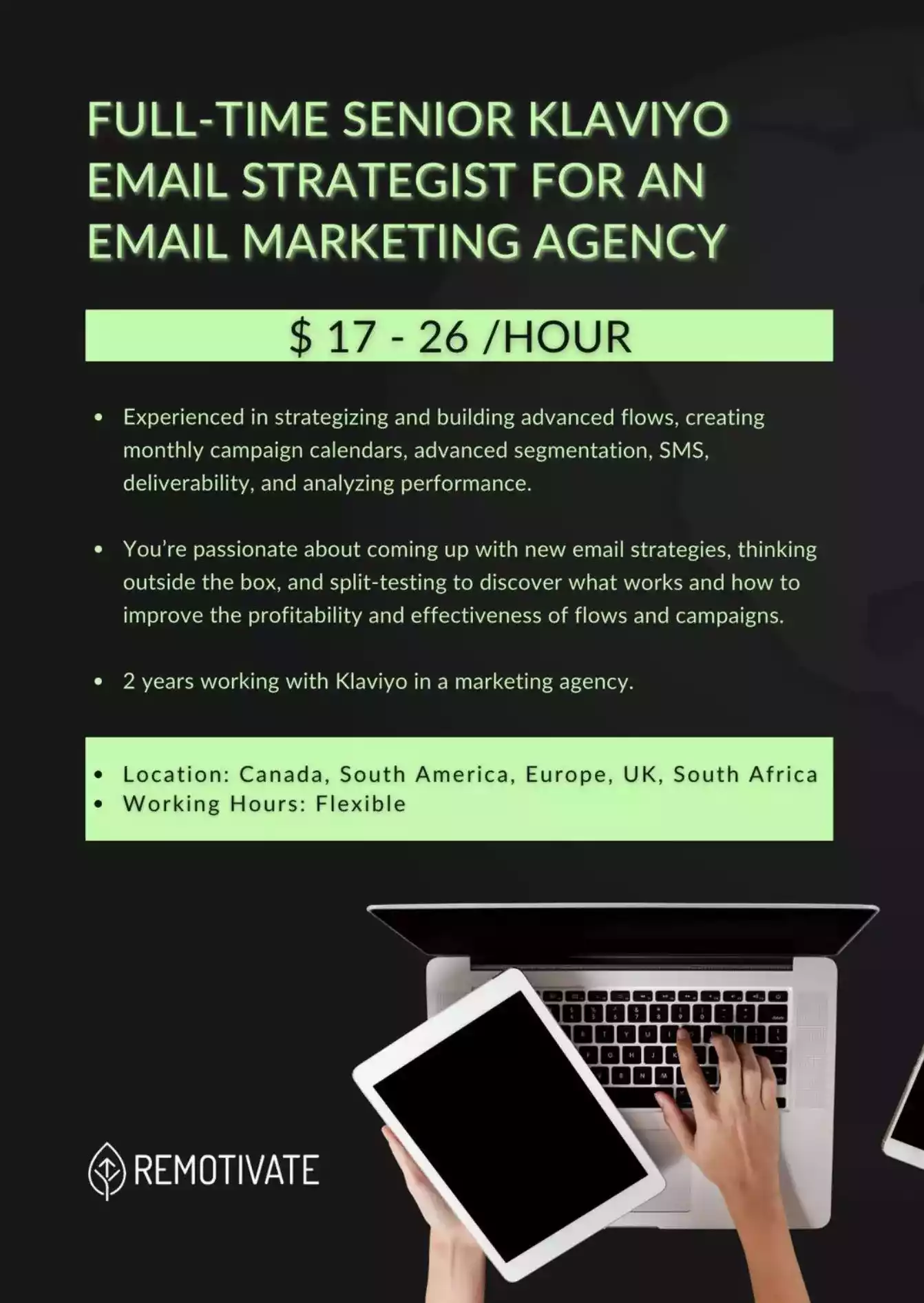 We are looking to hire a Senior Klaviyo Email Strategist who can confidently take our email marketing service to the next level