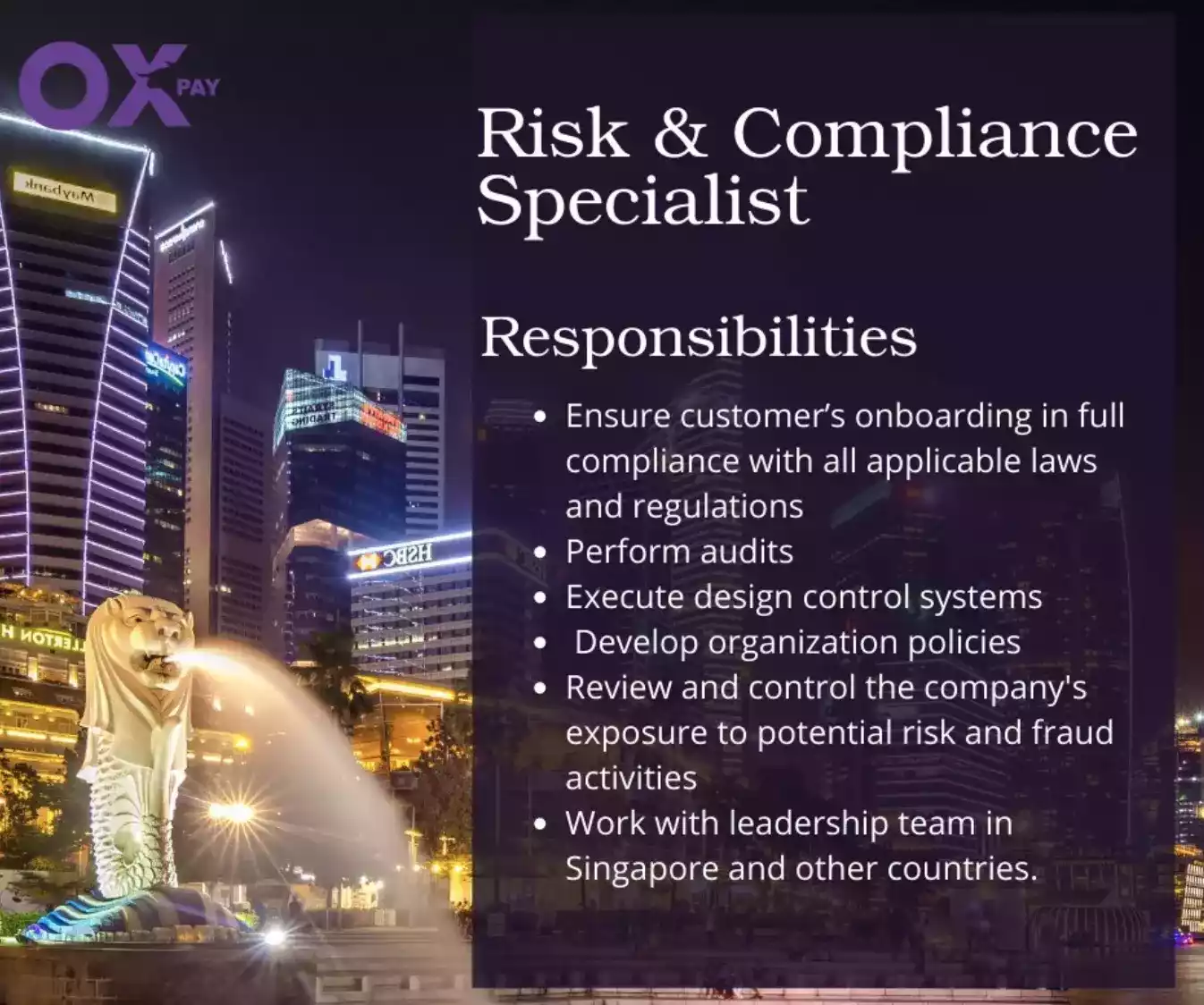 OxPay Singapore is Hiring Virtual Assistants (Risk & Compliance Specialist)!