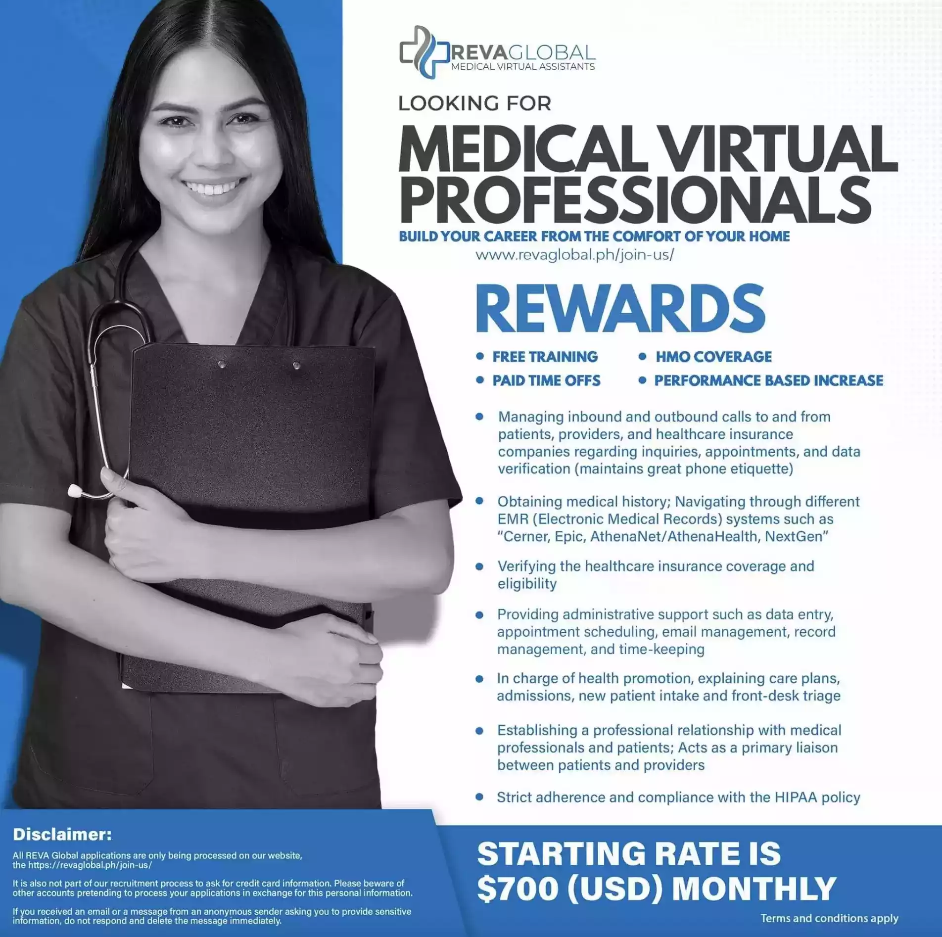 Reva Global is looking for Medical Virtual Professionals! PERMANENT WORK FROM HOME SETUP