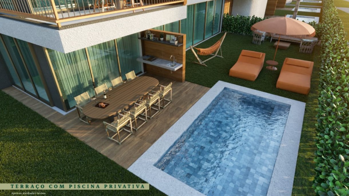 Terraço com Piscina Privativa - Beach Class Manguinhos