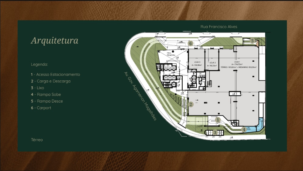 Planta arquitetônica do pavimento térreo, Empresarial Marie Curie