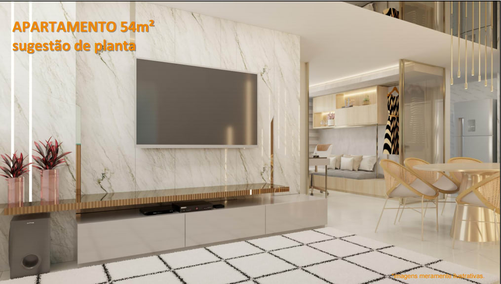 Decoration suggestion, 54m² apartment - Beiramar Prince