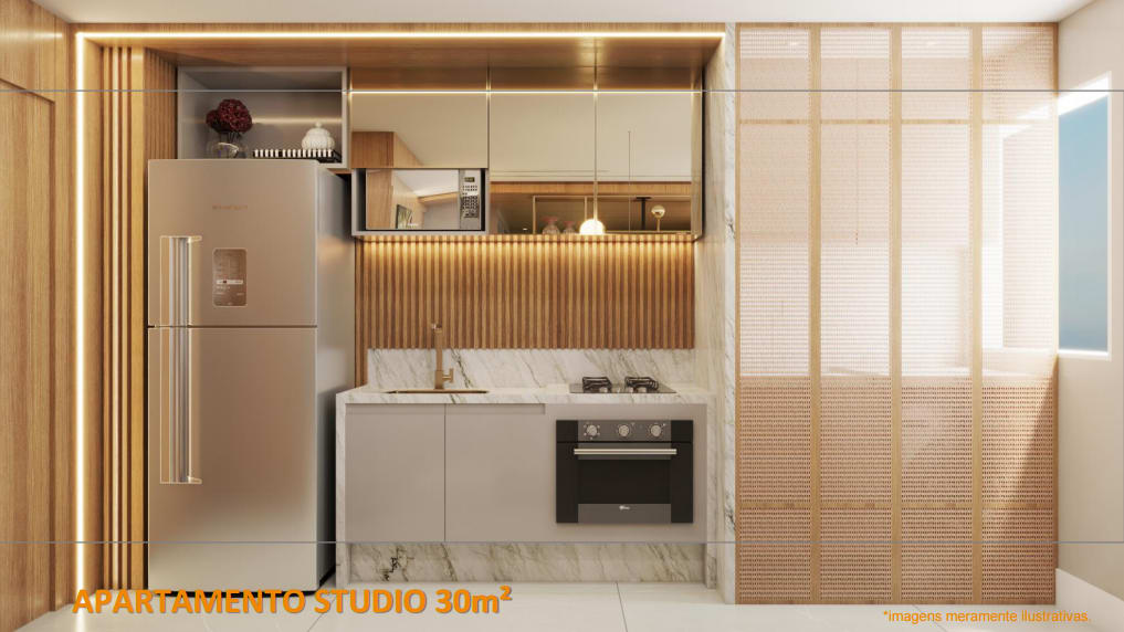 Kitchen of the 30m² studio - Beiramar Prince