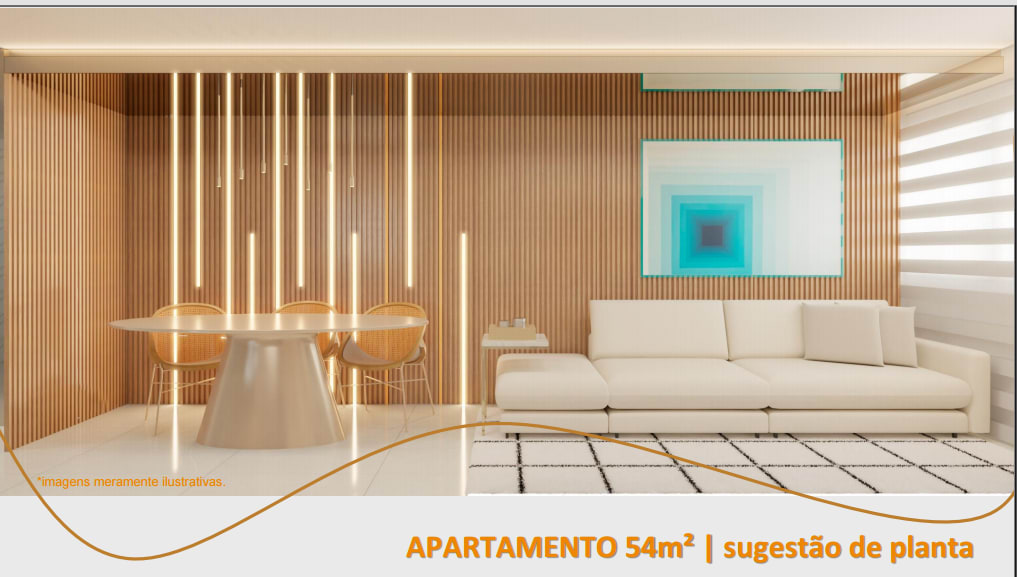 Living room of the 54m² apartment - Beiramar Prince