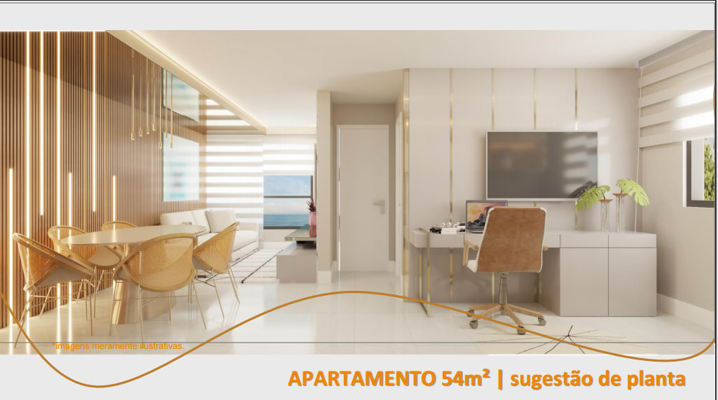 Decorated floor plan suggestion, 54m² apartment - Beiramar Prince