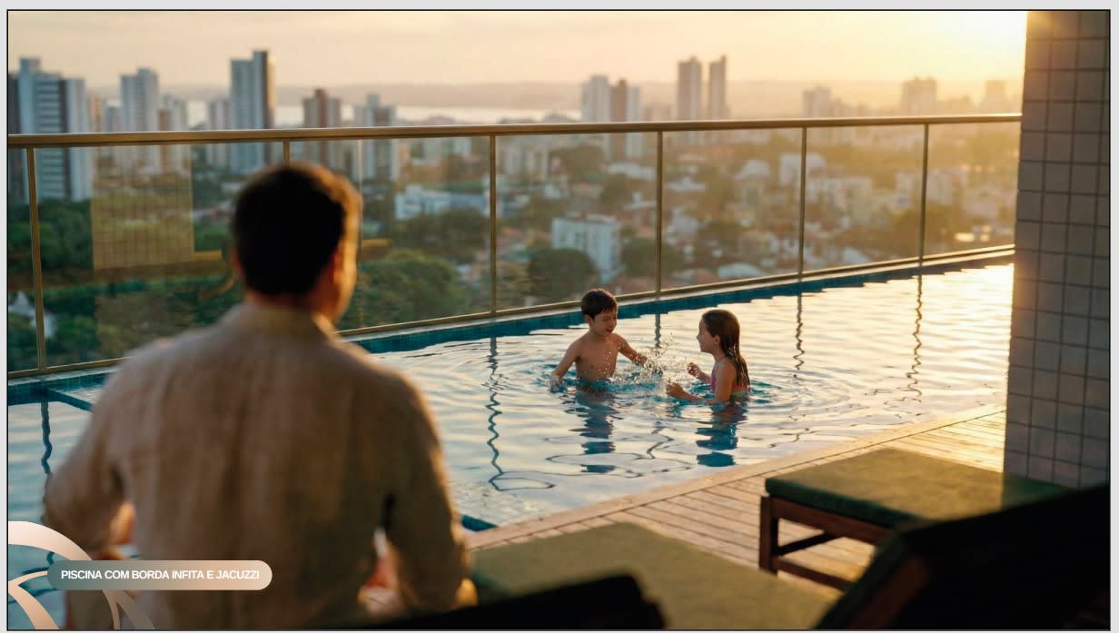 Piscina do rooftop com vista panorâmica