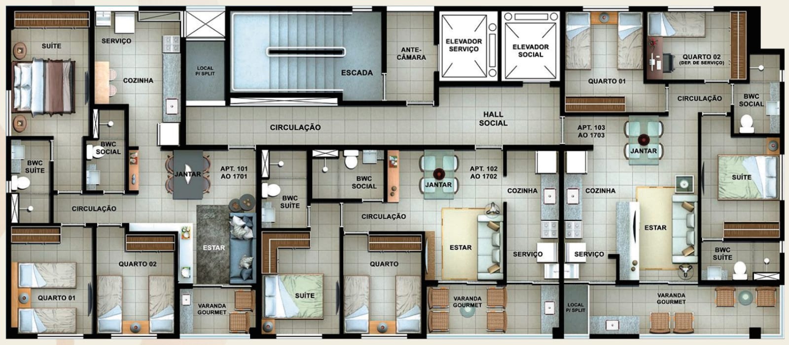Planta geral do pavimento tipo