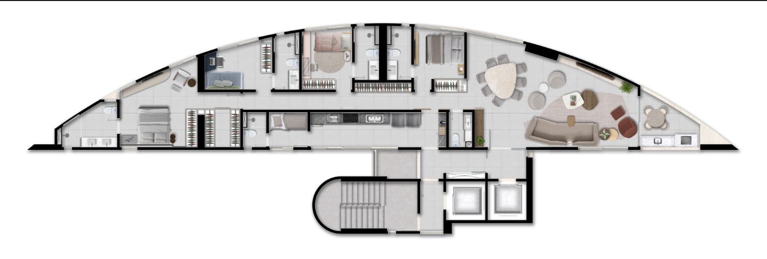 Planta baixa do apartamento - 168,8m²