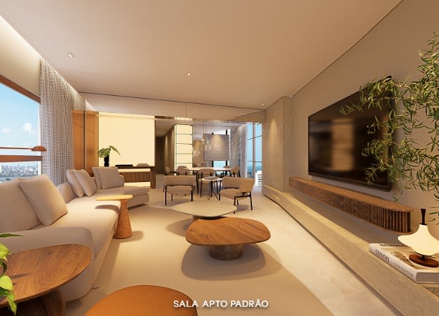 Sala do apartamento padrão decorado - outro ângulo