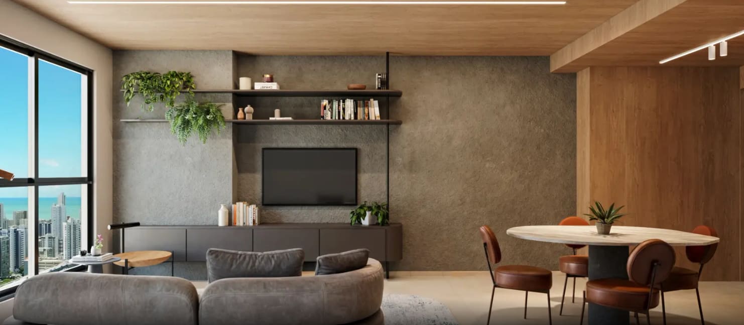 Living room of the 1-bedroom apartment