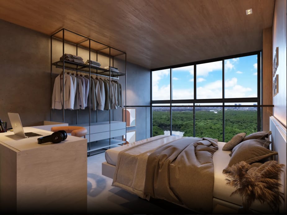 Bedroom with closet at Concept João Farinha