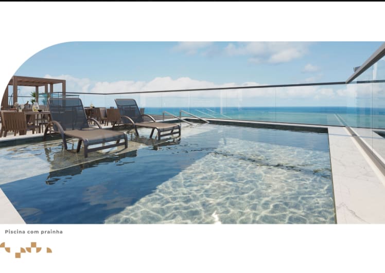 Pool with small beach on the rooftop